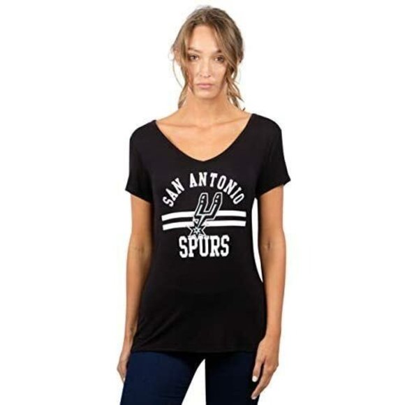 Ultra Game Tops - Women's NBA‎ San Antonio Spurs Box Out Varsity Stripe T-Shirt, Black, Small, NWT